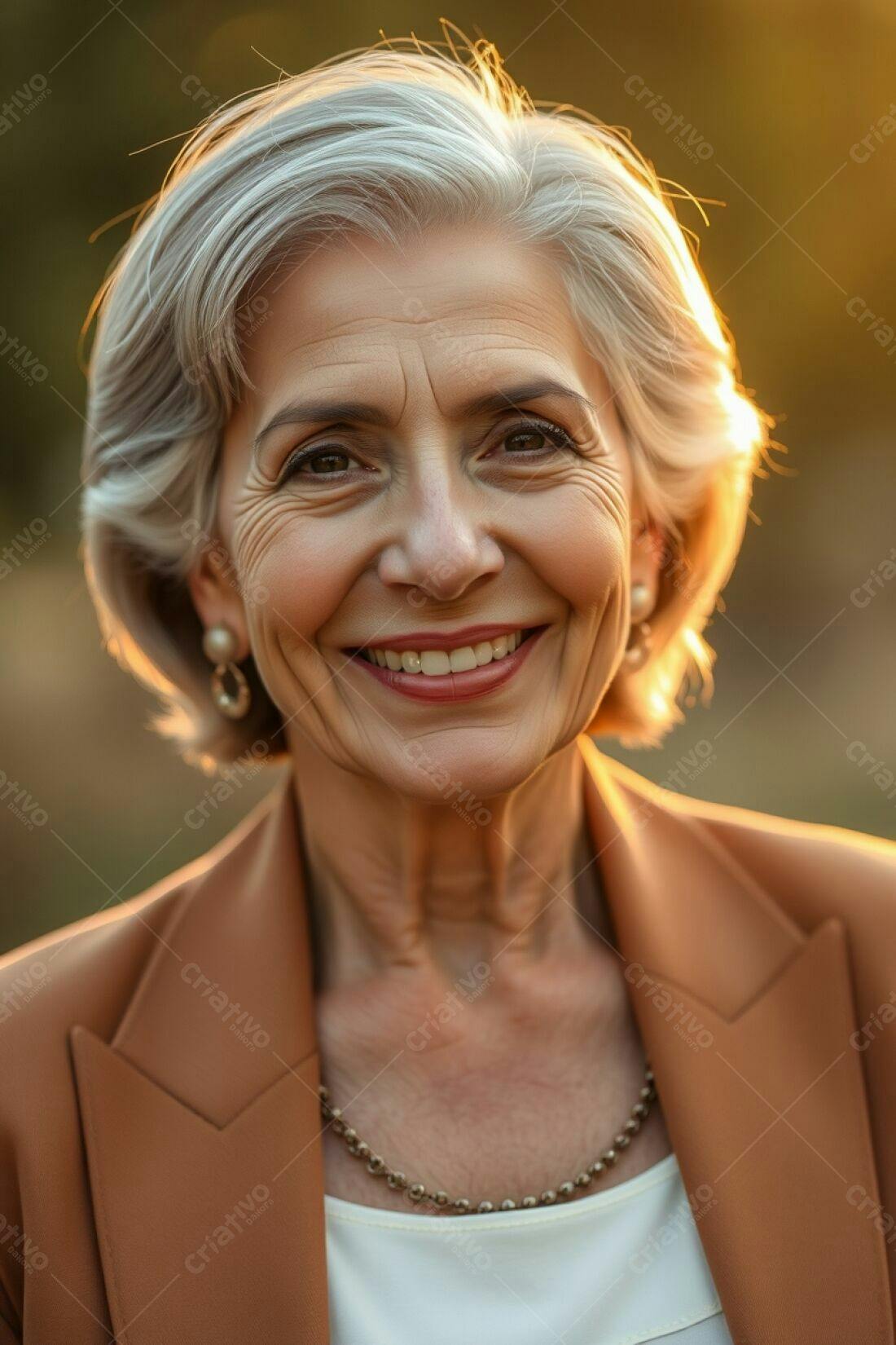 Mulher madura sorrindo ao ar livre