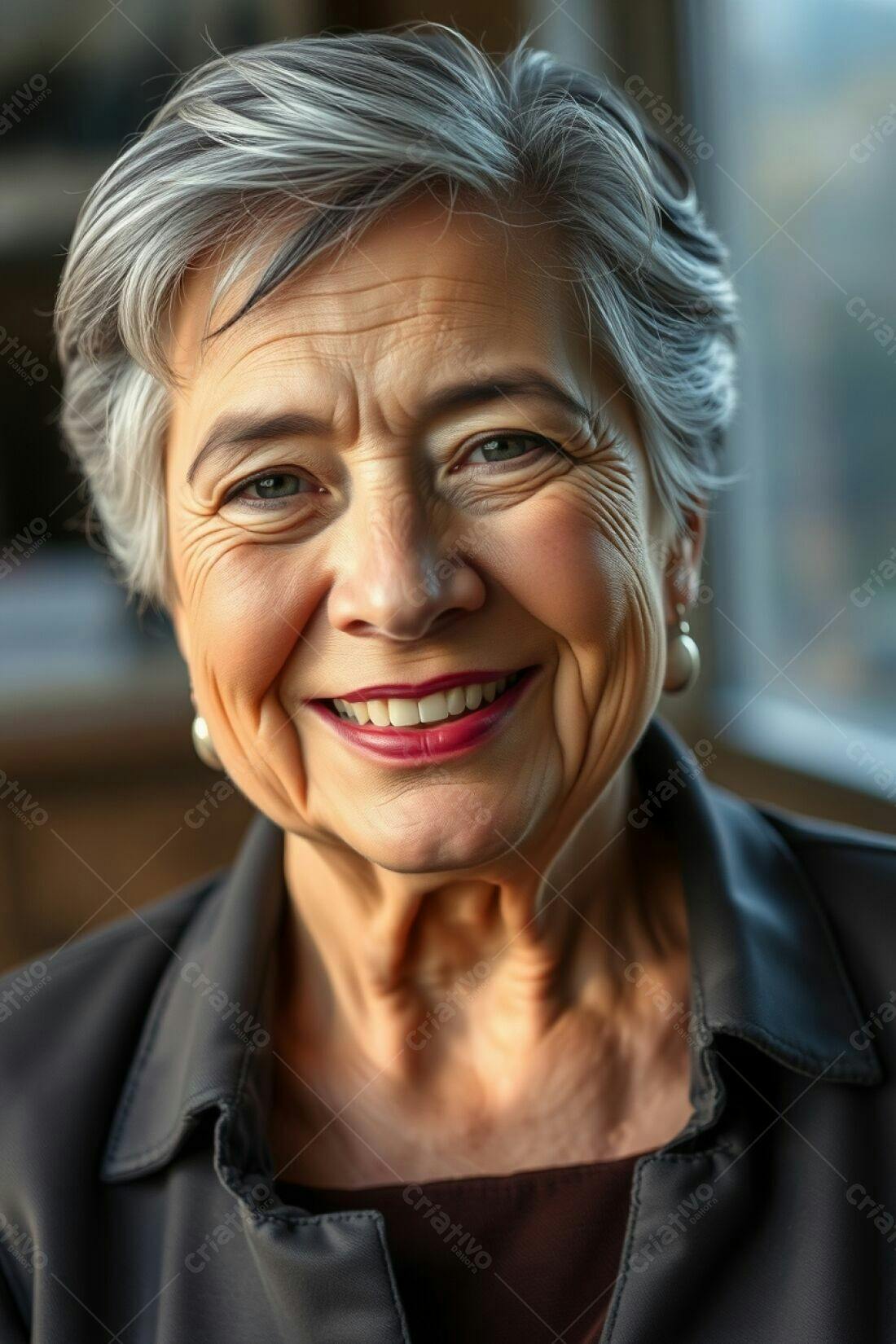 Mulher madura sorrindo retrato próximo