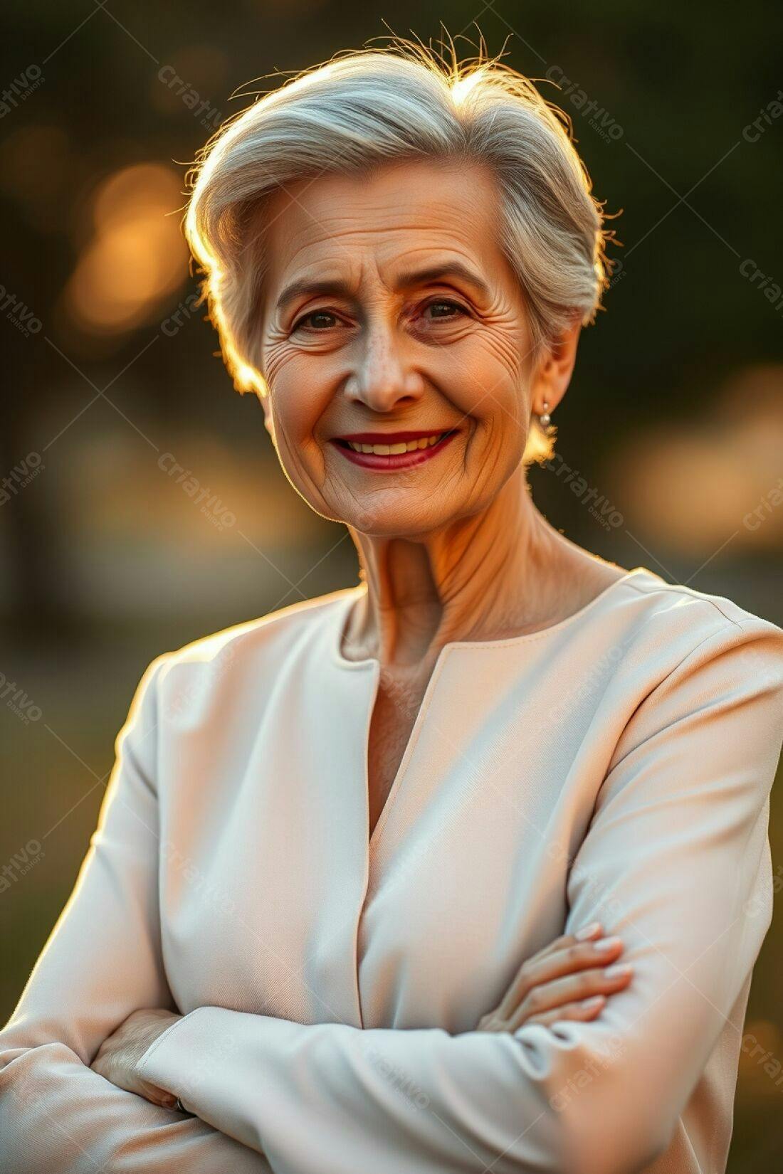 Mulher sênior confiante ao entardecer