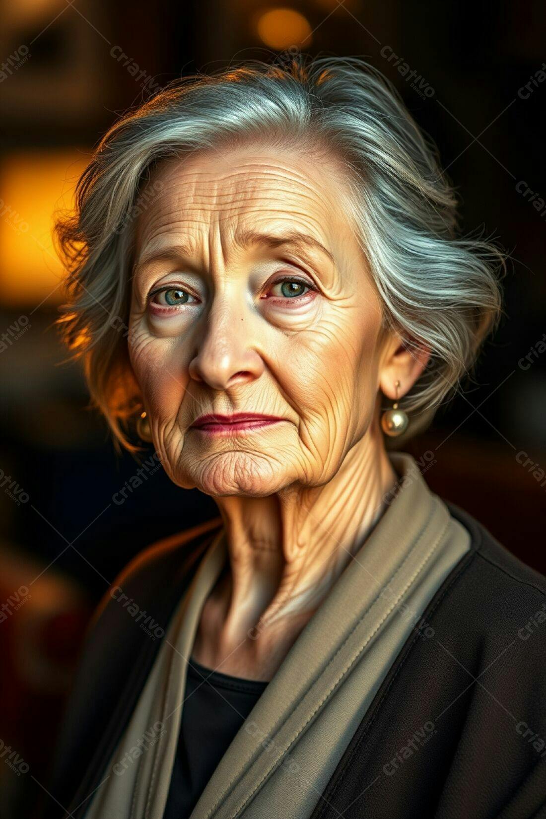 Retrato de mulher idosa cabelos grisalhos