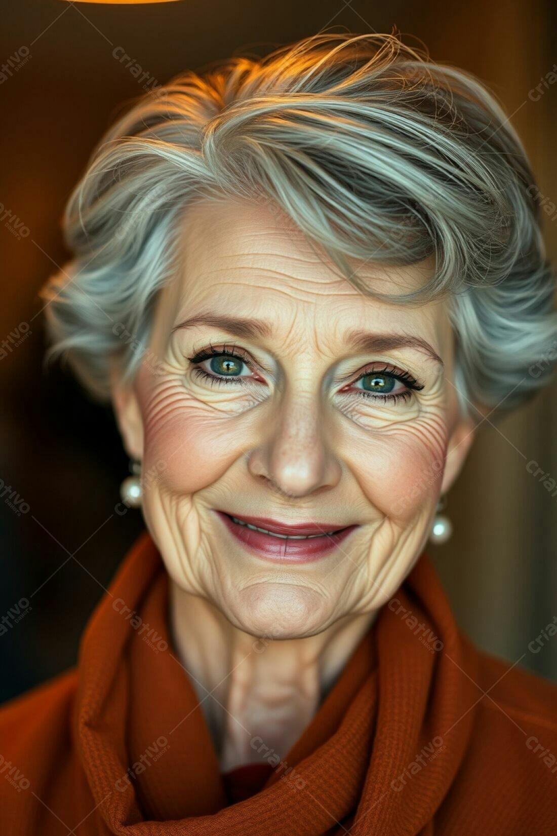 Retrato de mulher sénior feliz com cabelo grisalho