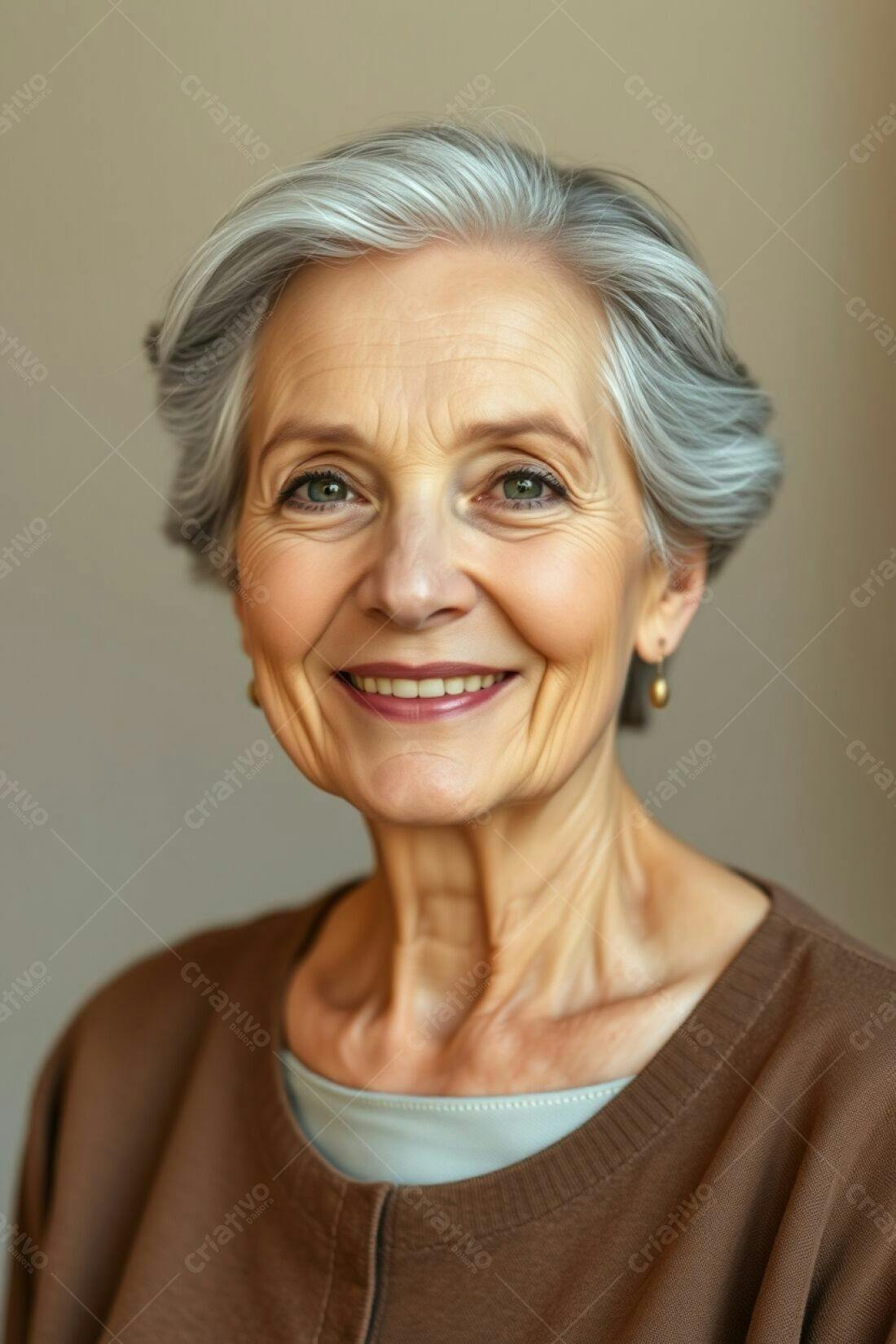 Mulher idosa sorrindo retrato estúdio