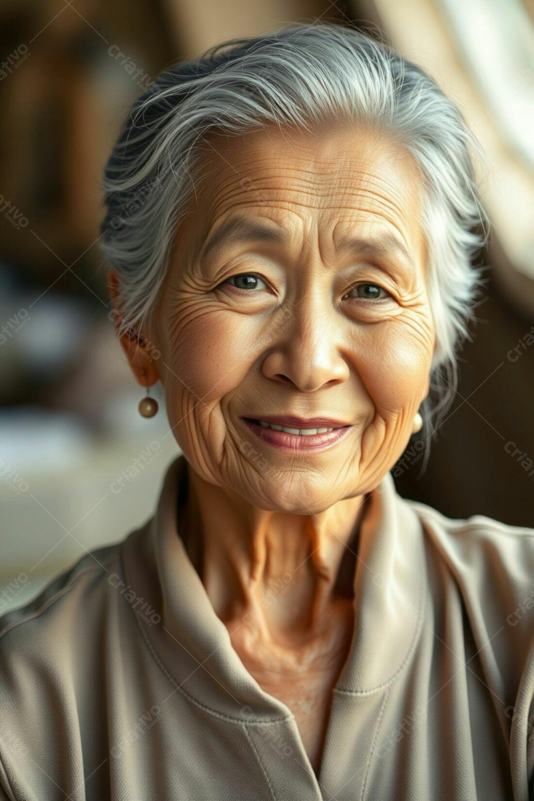 Mulher asiática idosa sorrindo retrato