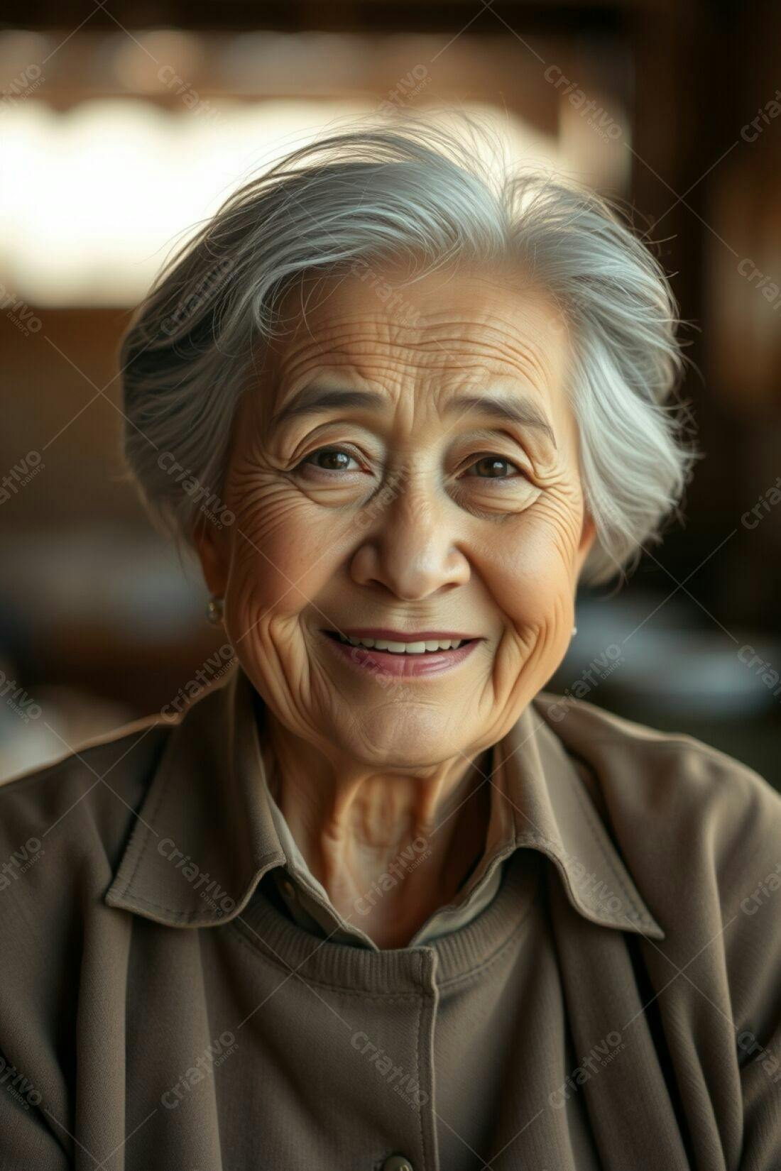 Idosa asiática sorrindo retrato