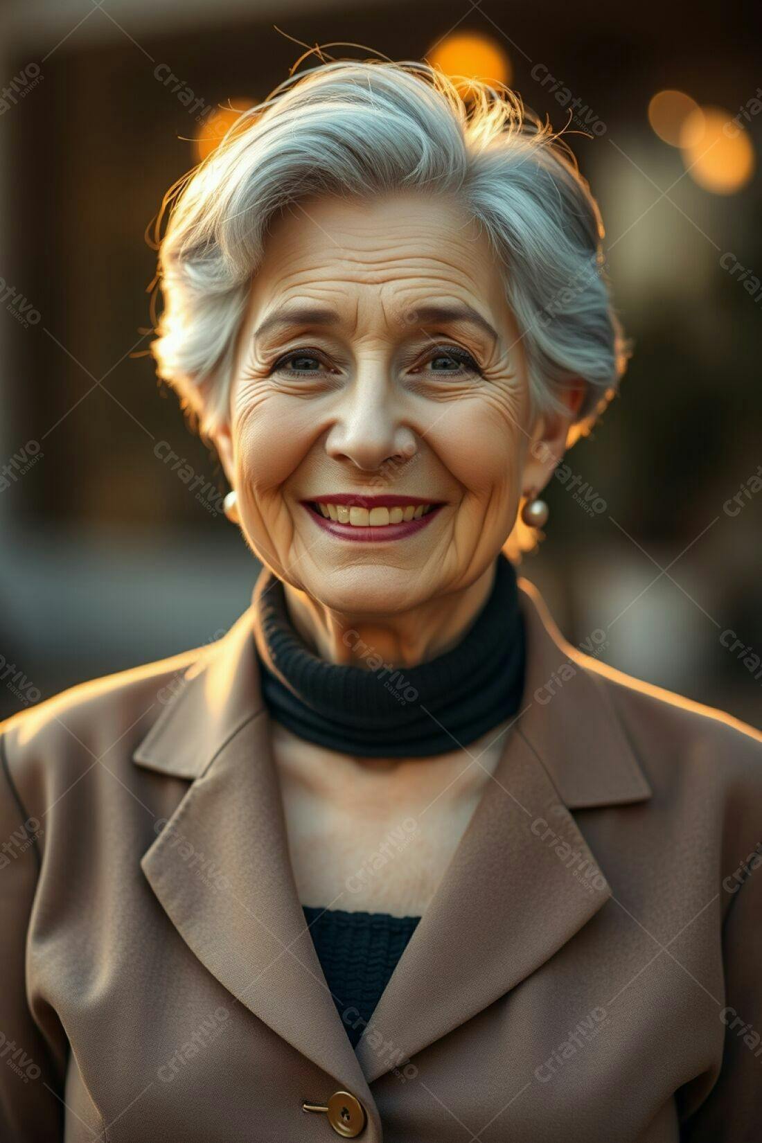 Mulher madura sorridente em retrato ao ar livre