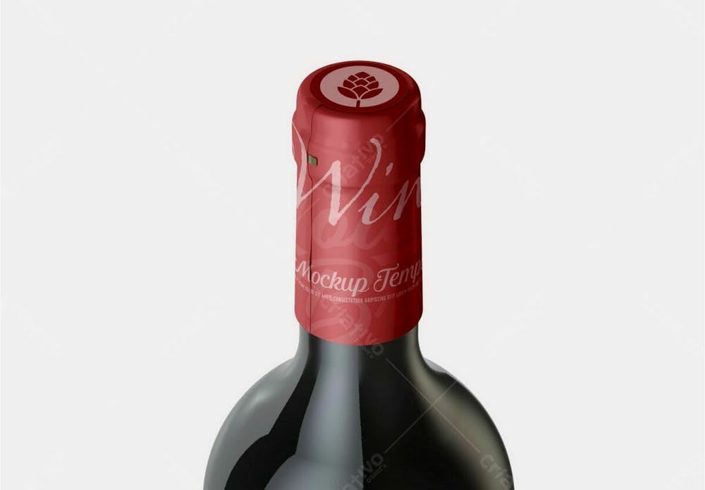 Garrafa Com Tampa De Vinho Tinto Mockup