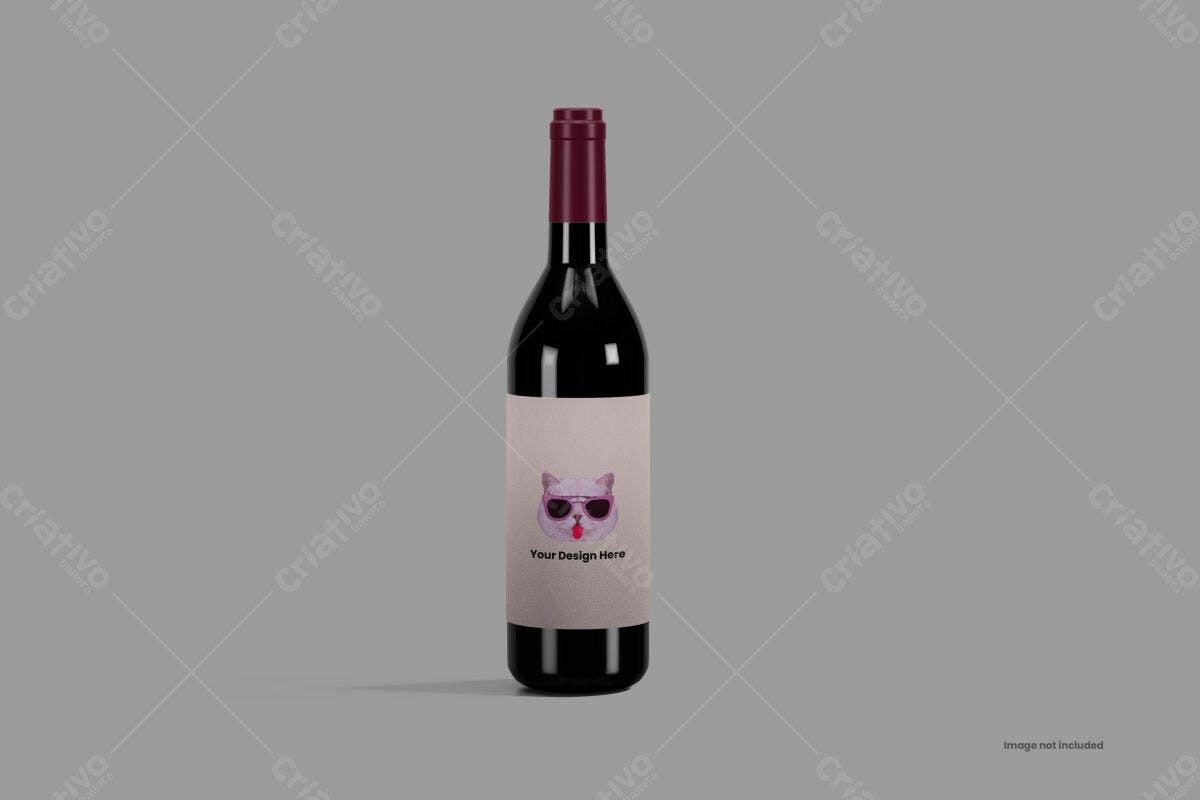 Rótulo de Vinho com Gato Estilizado PSD Editável