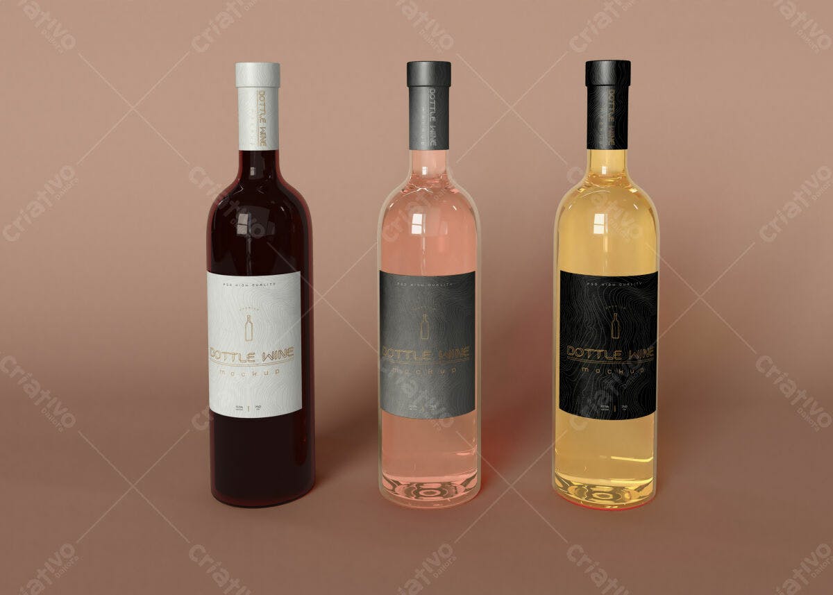 Mockup de Garrafa de Vinho PSD Editável