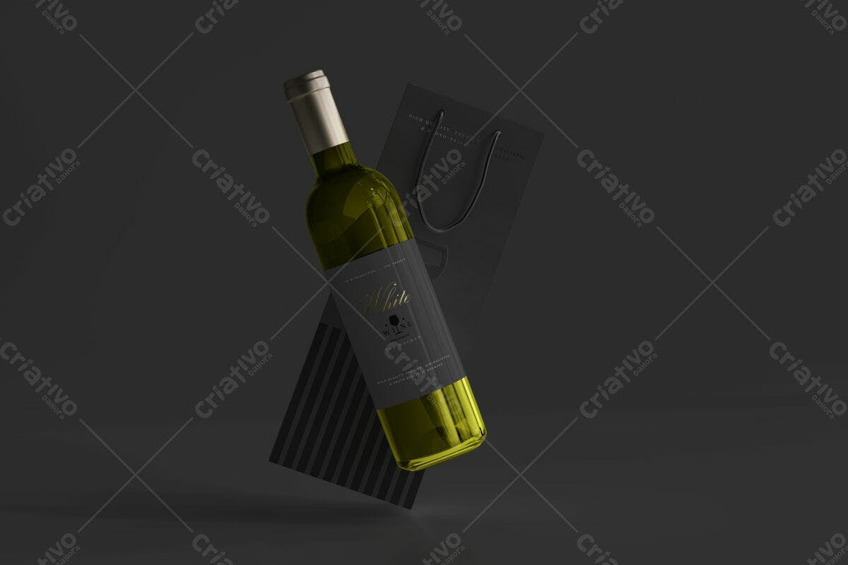Embalagem para Vinho Branco PSD Editável
