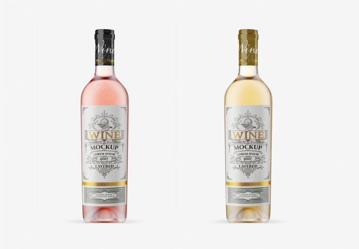 Mockup Rótulo de Vinho Rosé e Branco PSD Editável