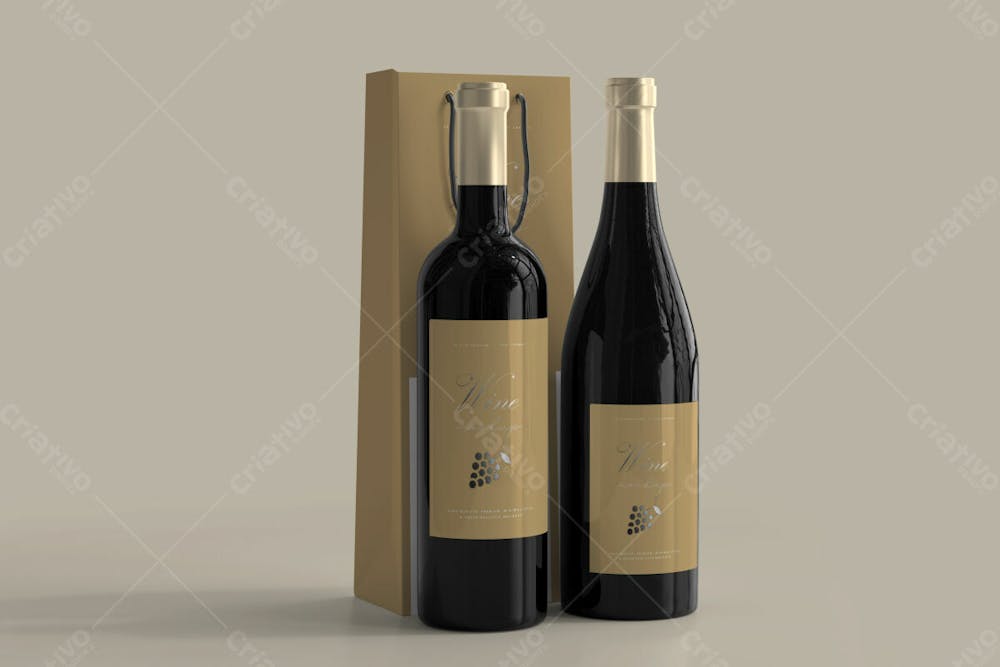 Garrafa De Vinho Com Saco Mockup