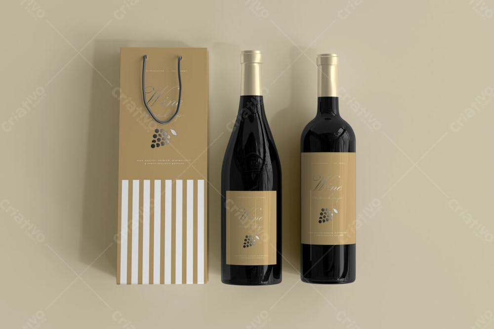 Garrafa De Vinho Com Saco Mockup