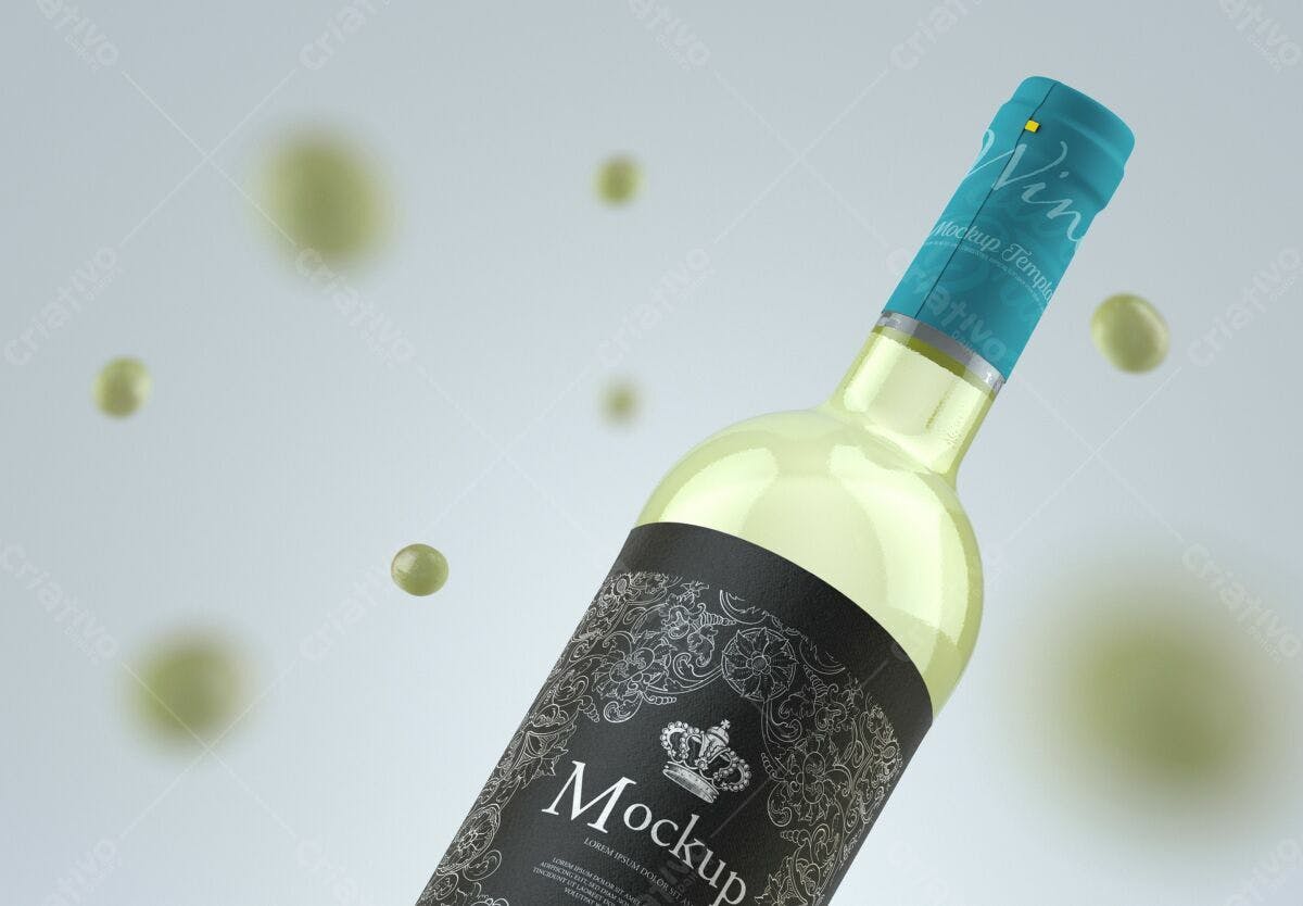Mockup Rótulo de Vinho PSD Editável