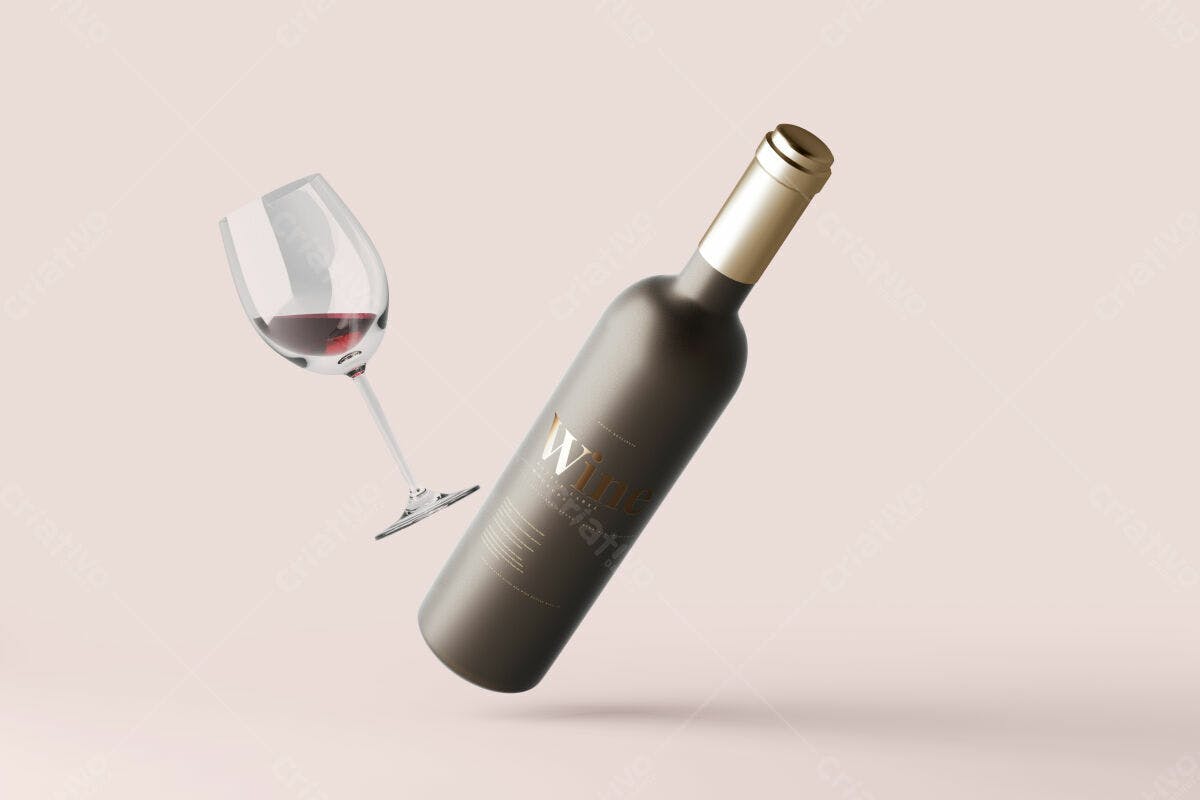 Modelo de Rótulo para Garrafa de Vinho PSD Editável