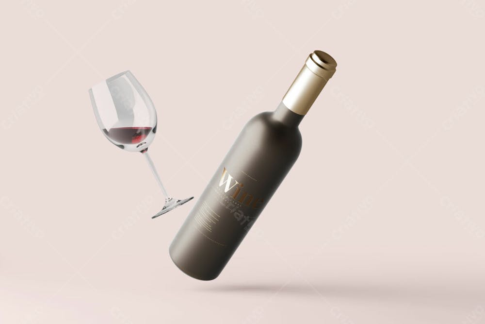 Garrafa De Vinho De Vidro Fosco Mockup