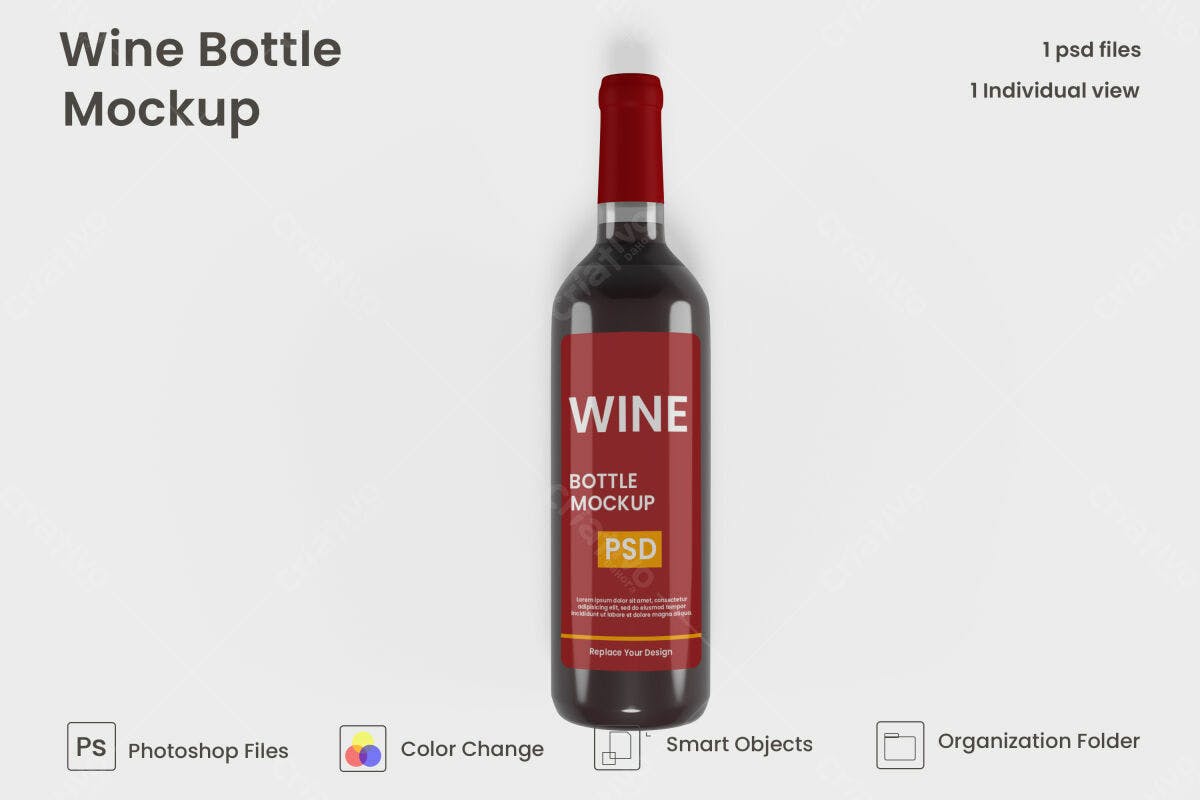 Mockup Garrafa de Vinho PSD Editável