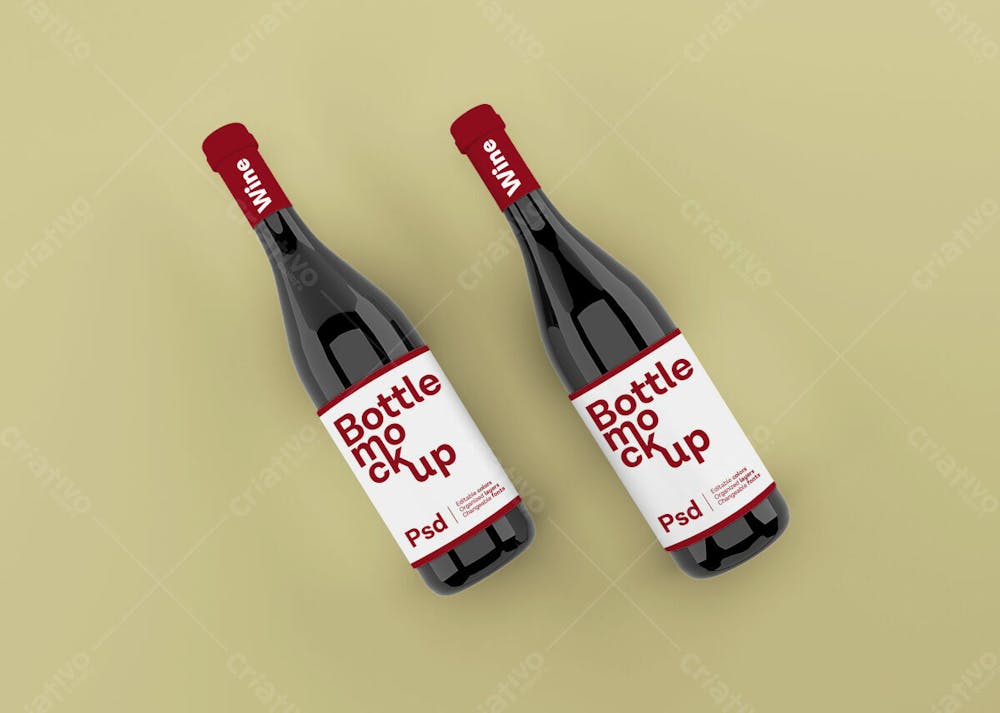 Garrafa De Vinho Realista Com Rótulo Mockup