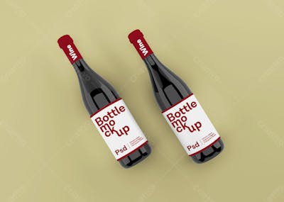 Garrafa De Vinho Realista Com Rótulo Mockup