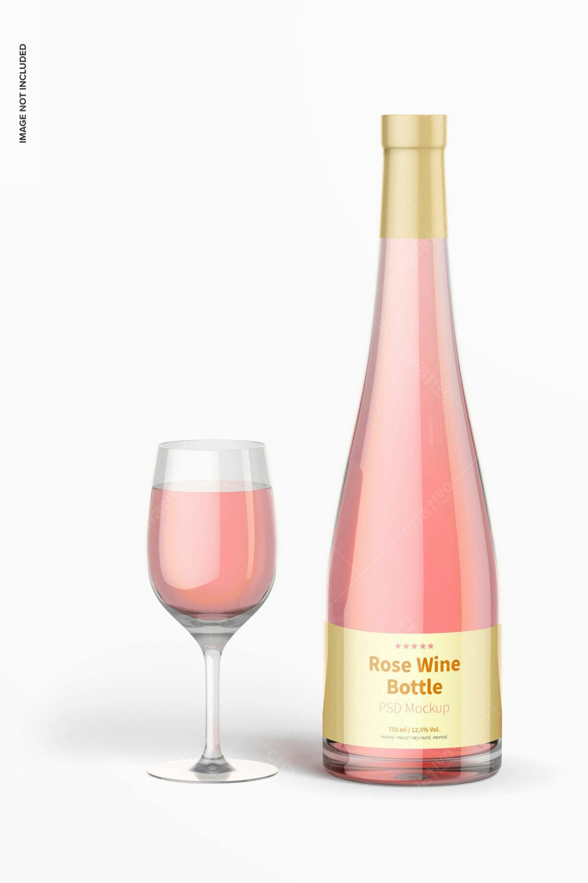 Mockup Garrafa Vinho Rosé PSD Editável