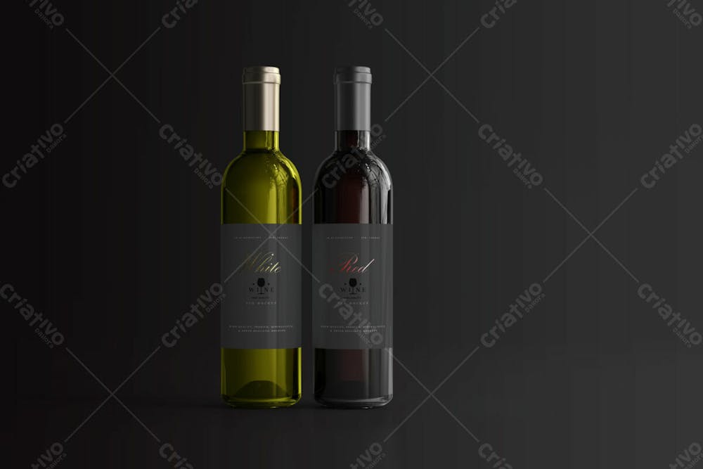 Garrafa De Vinho Tinto Branco Mockup