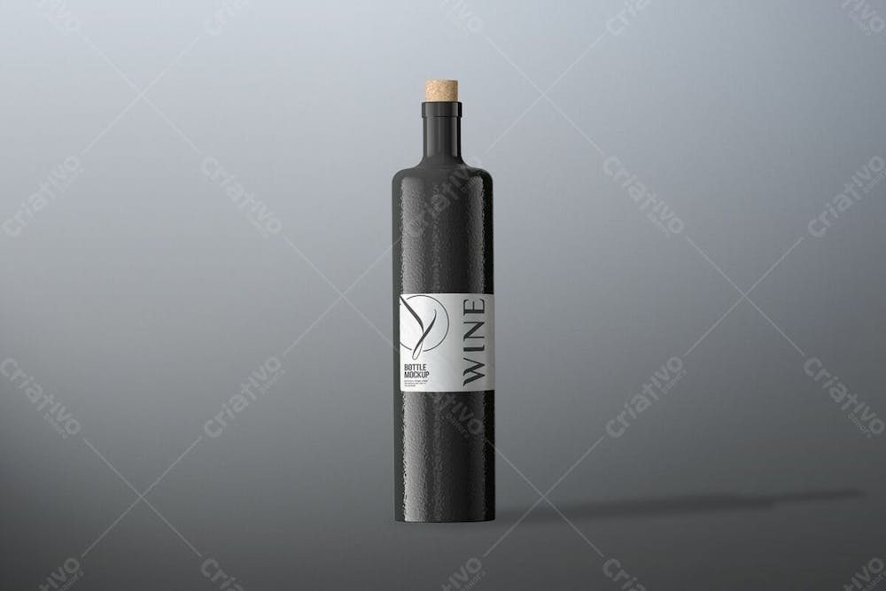 Garrafa De Vinho Vista Frontal Mockup