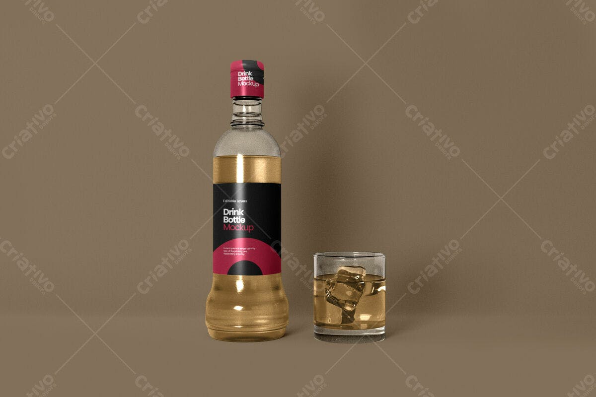 Mockup Garrafa de Bebida PSD Editável