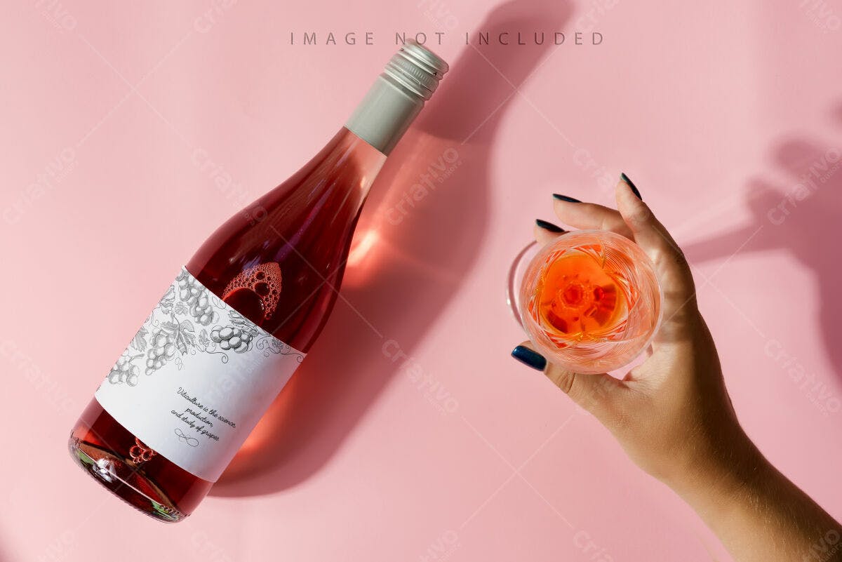 Rótulo de Vinho Rosé PSD Editável