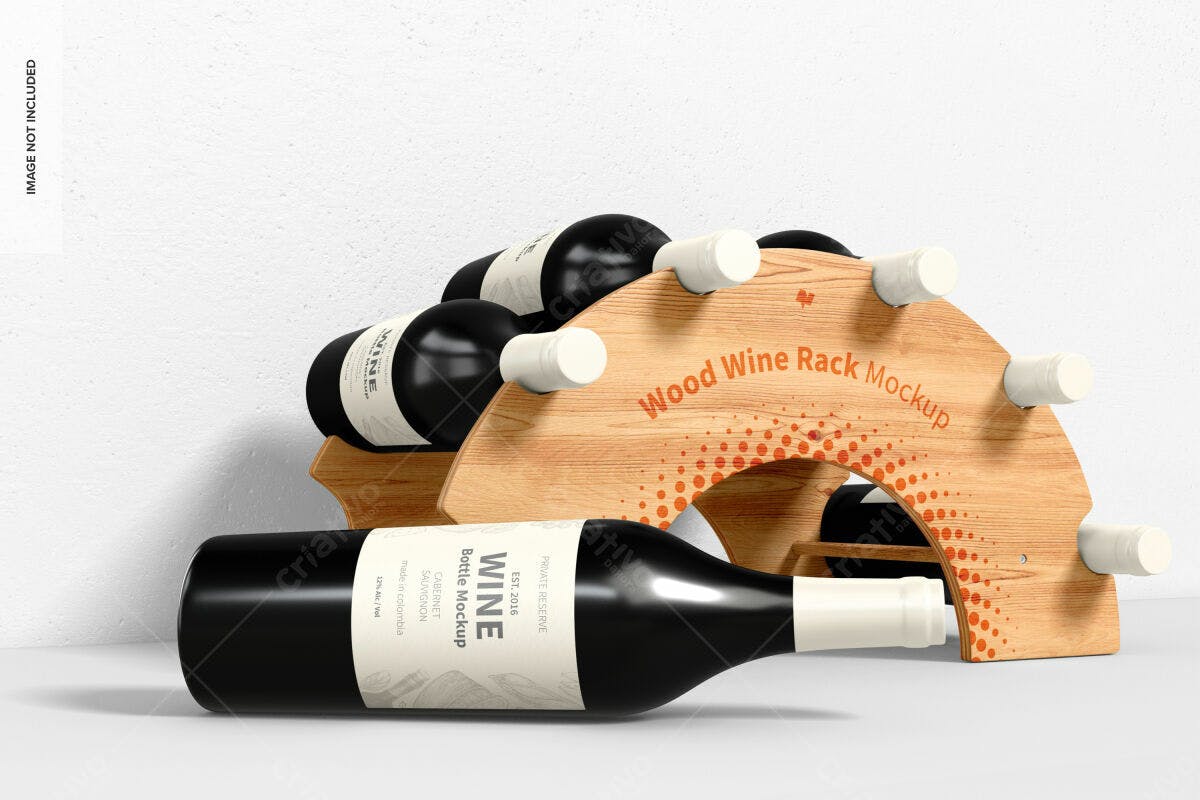 Mockup de Suporte de Vinho em Madeira PSD Editável
