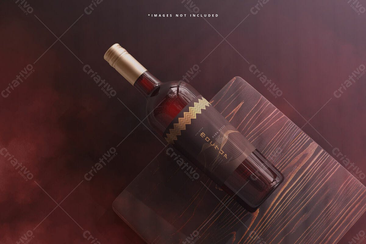 Mockup de Rótulo para Vinho Tinto PSD Editável