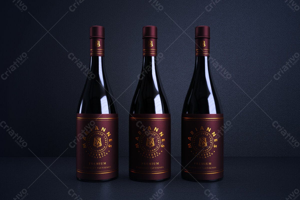 Modelo de Rótulo de Vinho PSD Editável