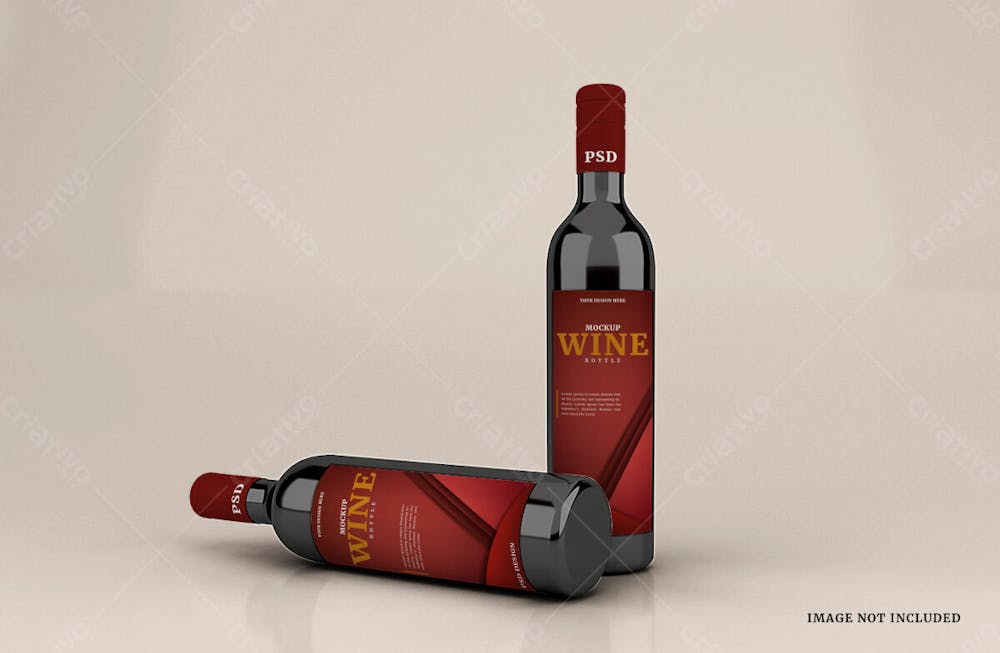 Modelo De Garrafa De Vinho De Vidro Realista Mockup