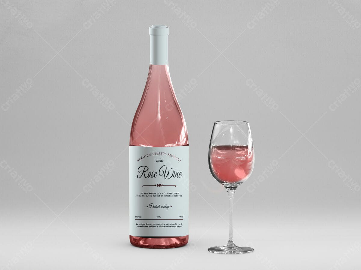 Modelo de Rótulo de Vinho Rosé PSD Editável
