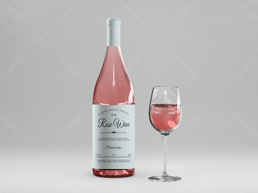 Modelo De Garrafa De Vinho Rosé Mockup