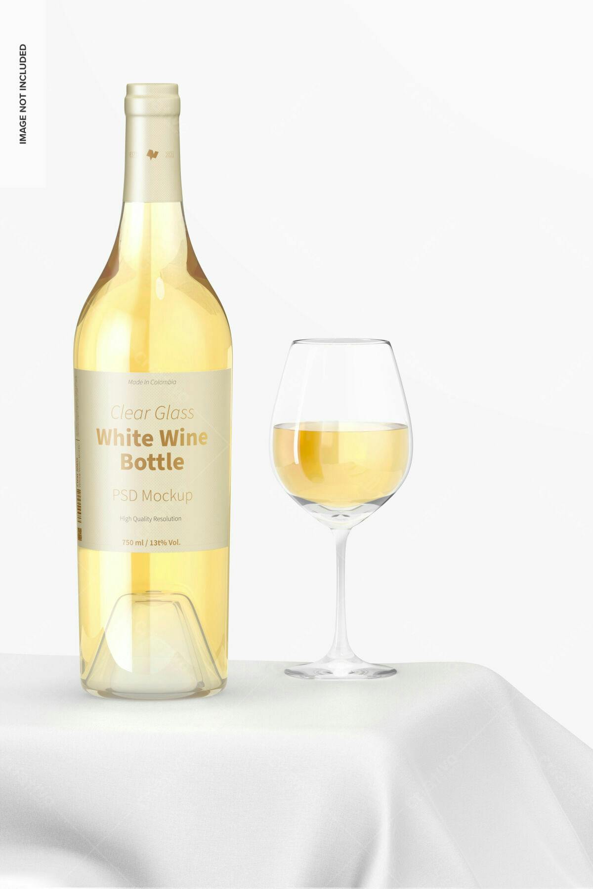 Mockup Garrafa Vinho Branco PSD Editável