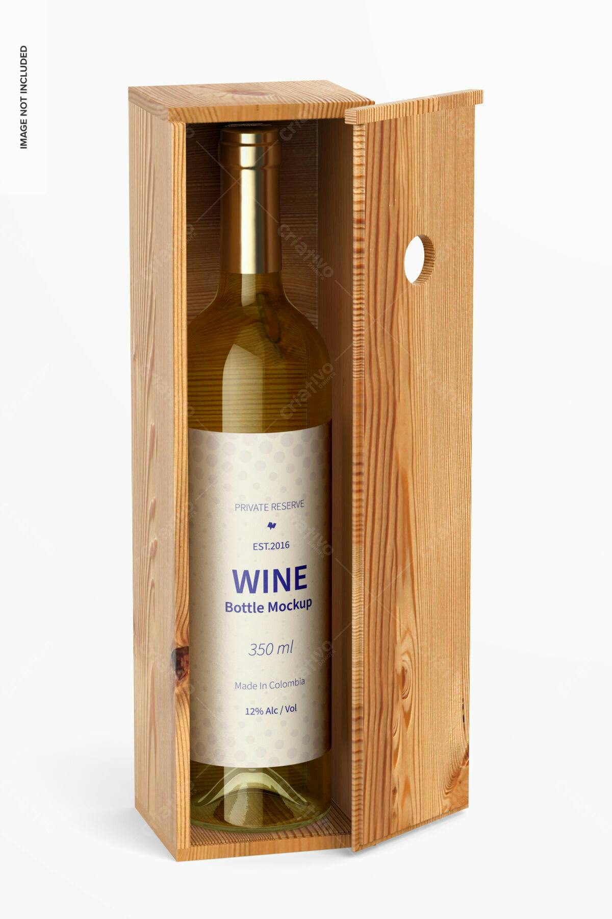 Caixa de Vinho em Madeira PSD Editável