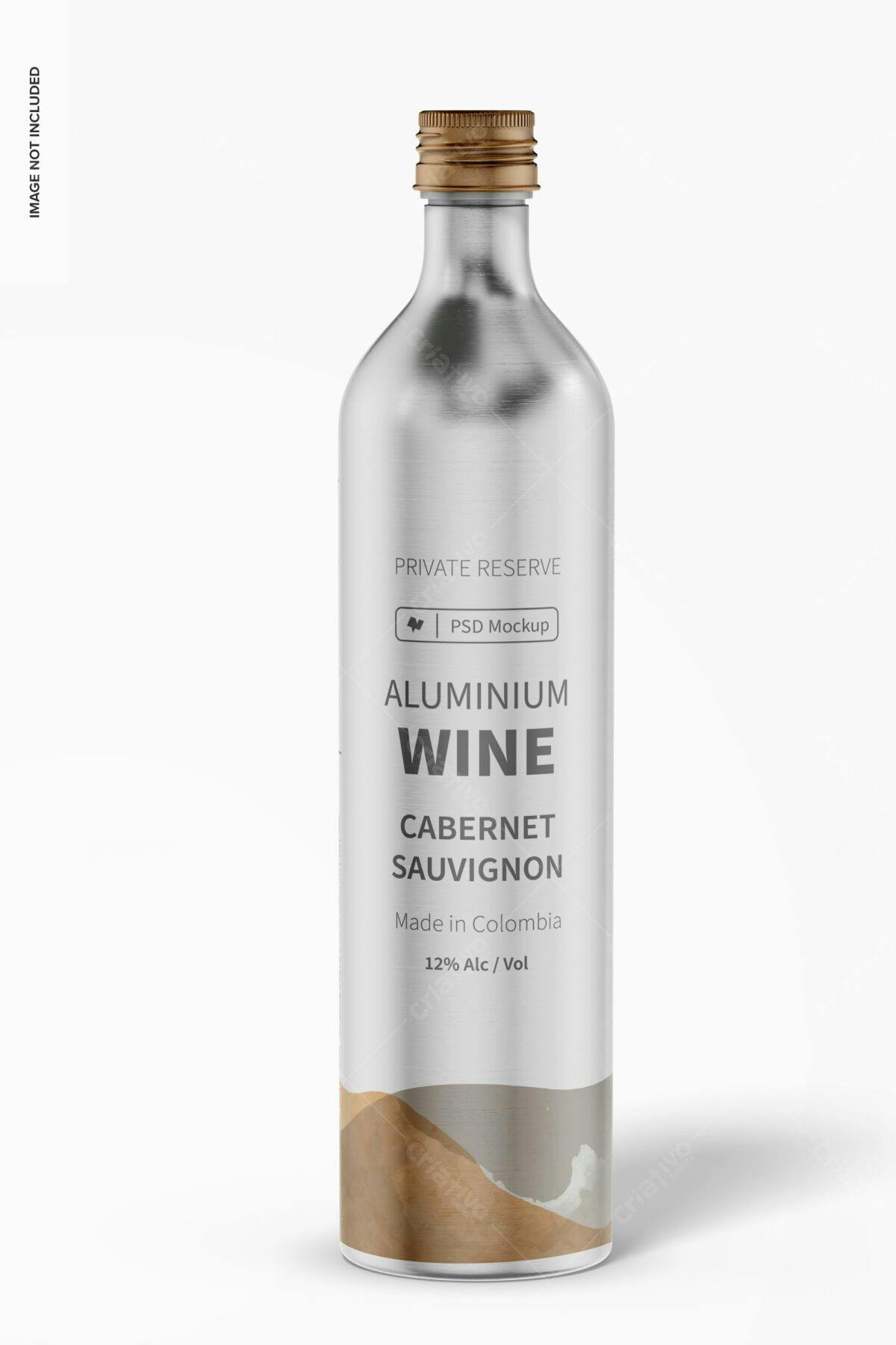 Mockup de Rótulo de Vinho em Alumínio PSD Editável
