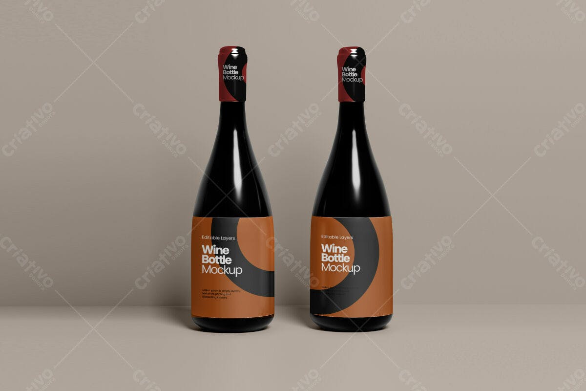 Mockup Garrafa de Vinho PSD Editável