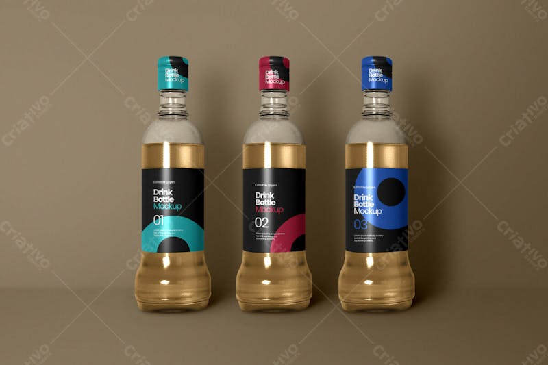 Vista Frontal Da Garrafa De Vinho Tripla Mockup