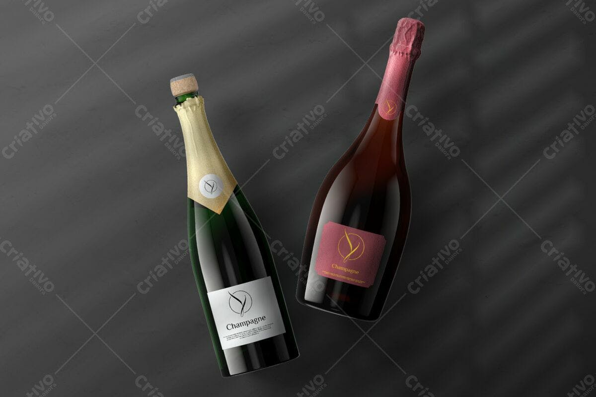Mockup de Rótulo para Champanhe PSD Editável