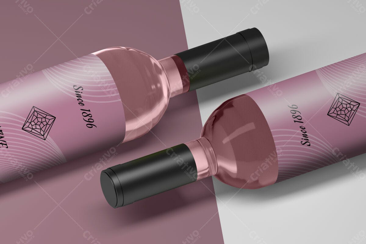 Modelo de Rótulo para Vinho Rosé PSD Editável