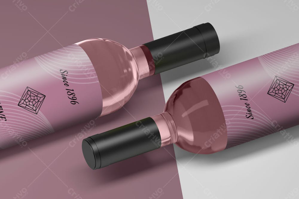 Duas Garrafas De Vinho Com Rótulos Em Branco Mockup