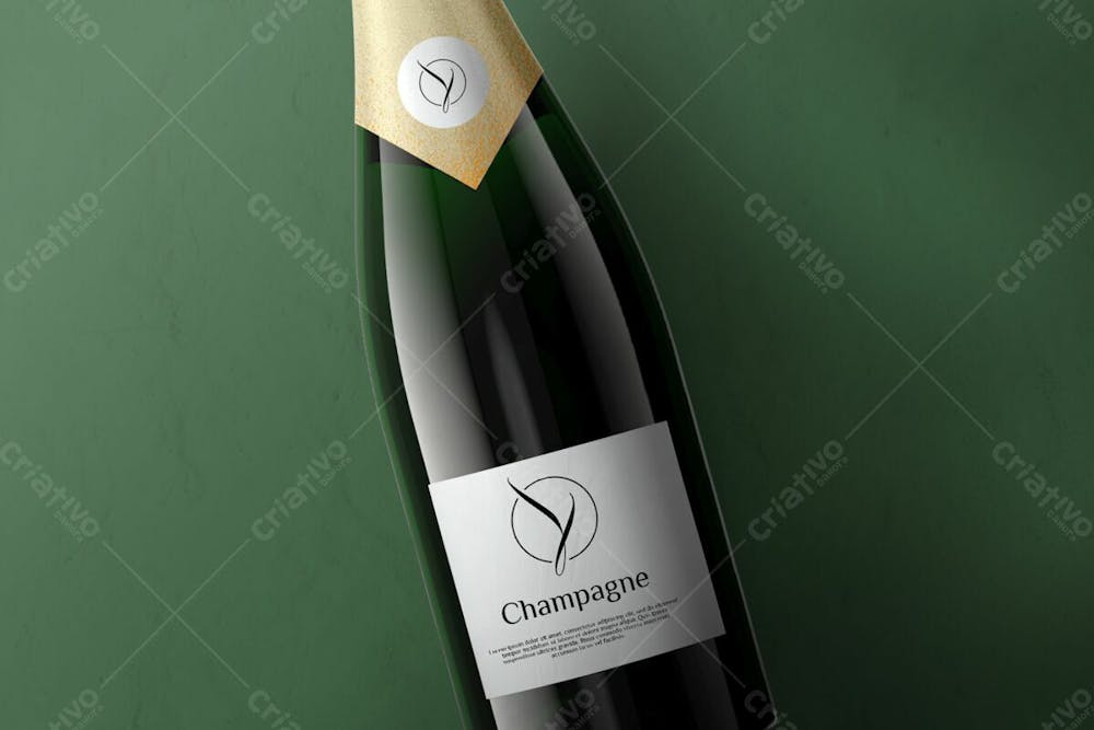 3D Vinho Espumante Champanhe Elegante Mockup