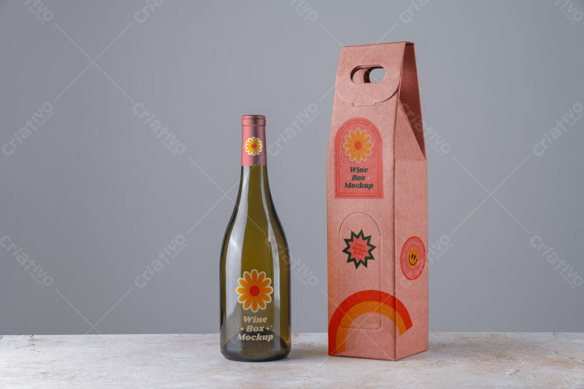Embalagem para Vinho PSD Editável
