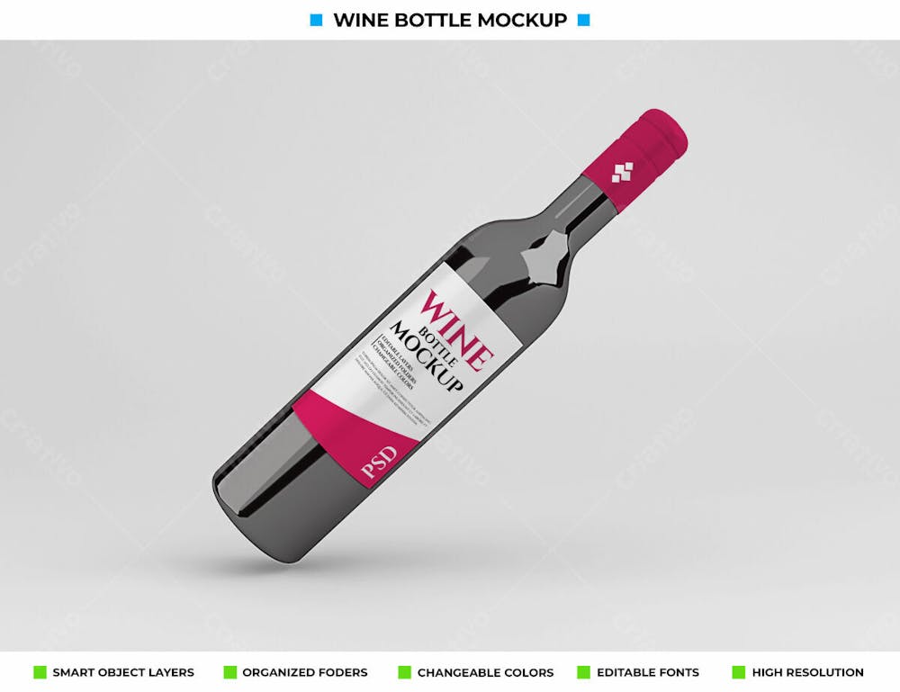 Conceito De Bebida De Design De Garrafa De Vinho Tinto Mockup