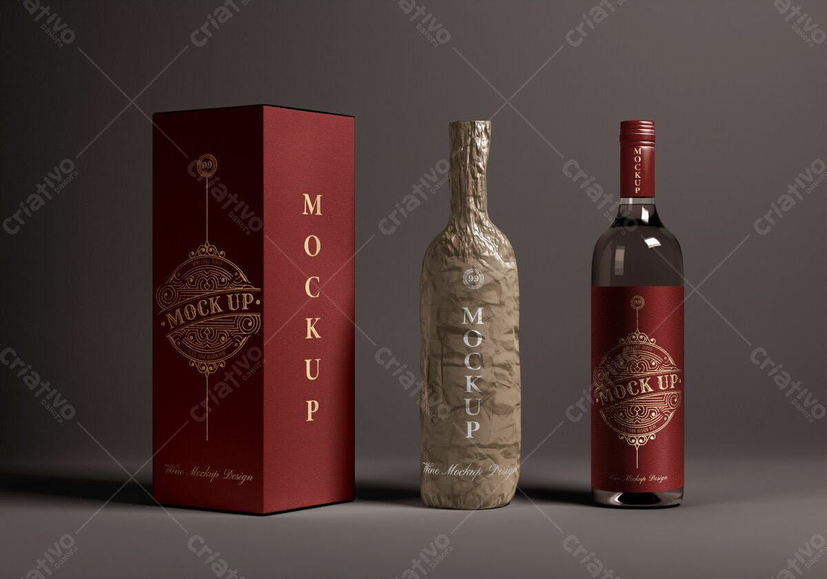 Embalagem para Vinho PSD Editável