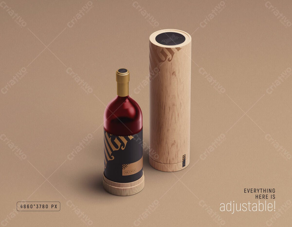 Embalagem para Vinho PSD Editável