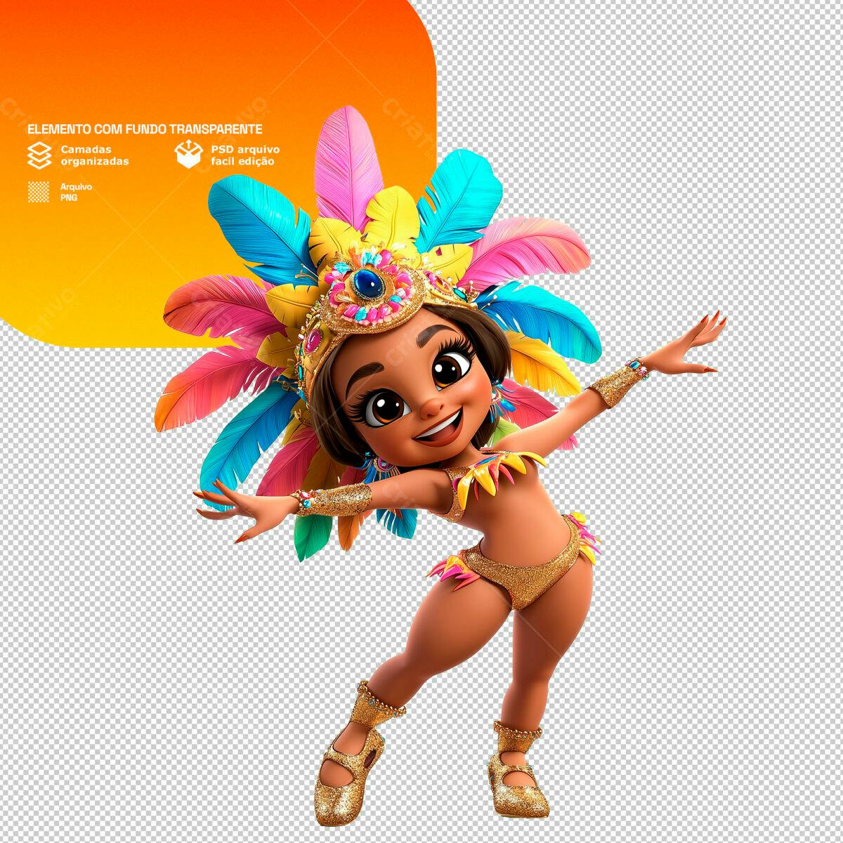 PSD Personagem Carnaval para Festa Brasileira PSD Editável