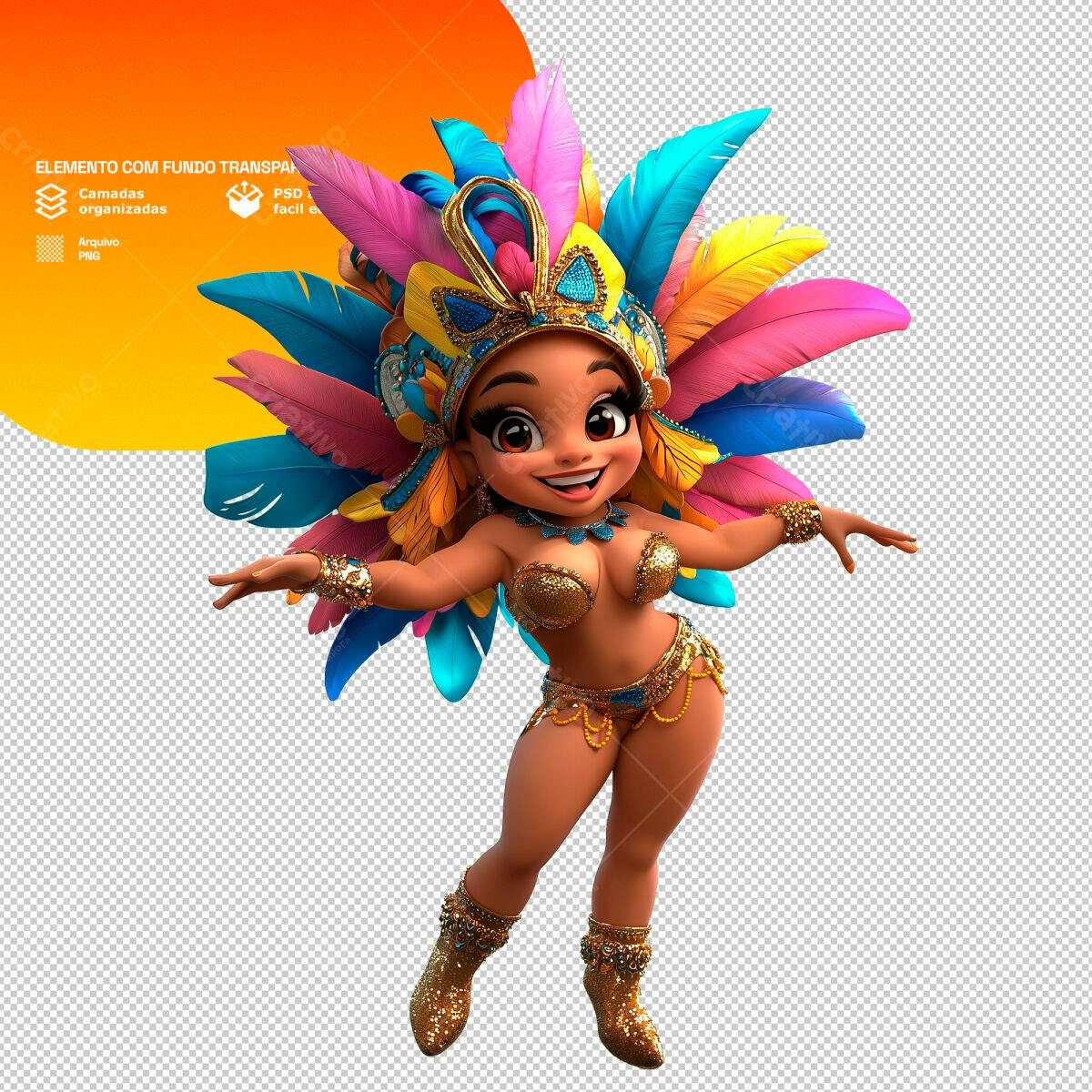 Personagem Carnavalesco PSD Editável