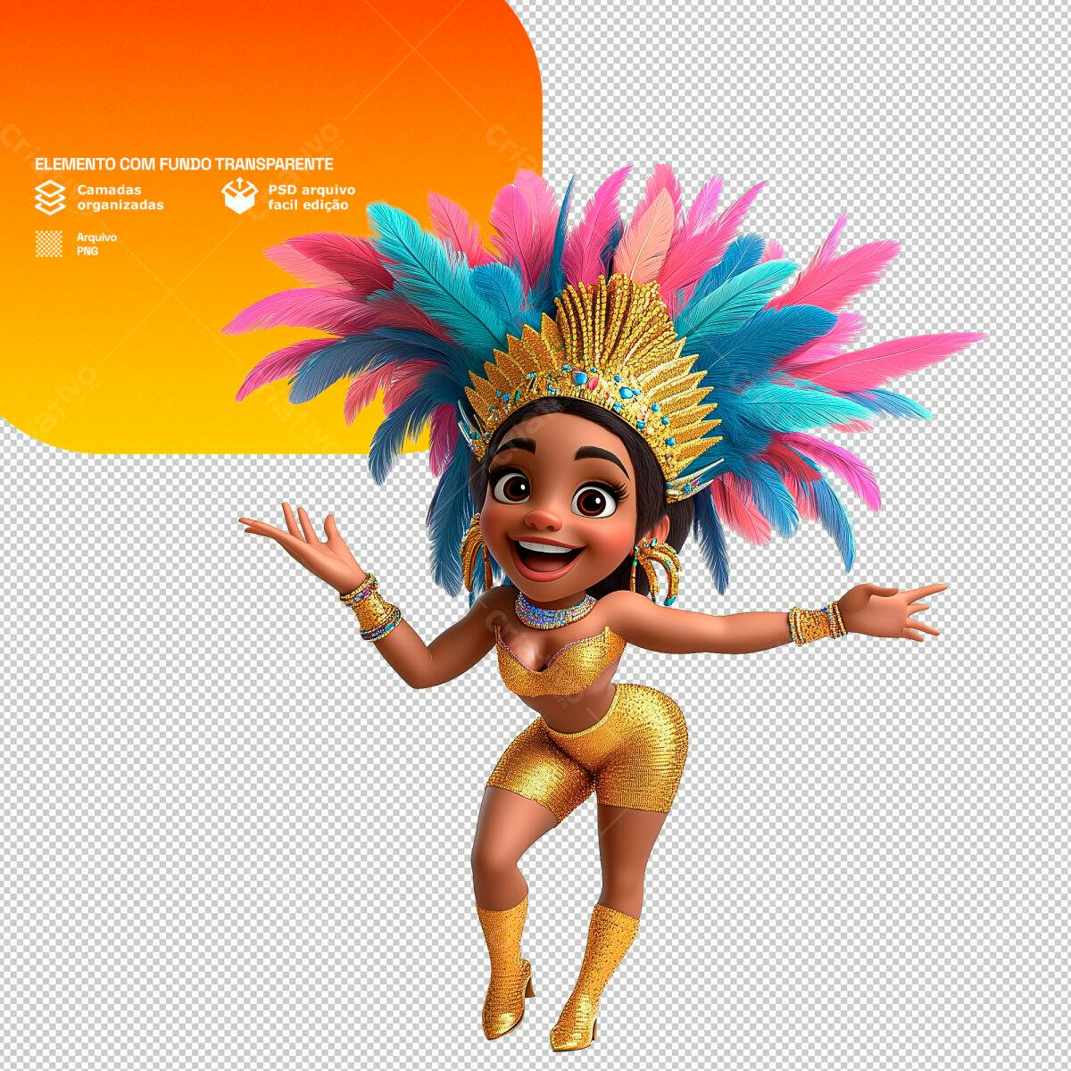 PSD Personagem Carnaval para Festa PSD Editável
