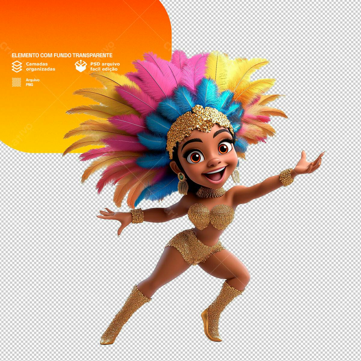 PSD Personagem Carnaval para Festa PSD Editável